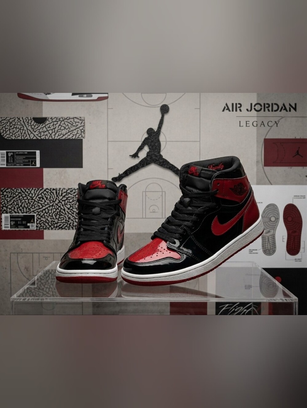 Air Jordan 1 Retro High OG "Patent Bred" Sz 9.5M / 11W Style 555088-063